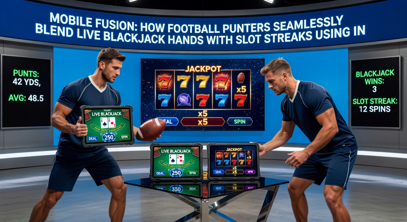 Detaillierte App-Oberfläche mit Fußball-Livewette, Blackjack-Hand und Slot-Streak sowie Wallet-Transfer-Animation